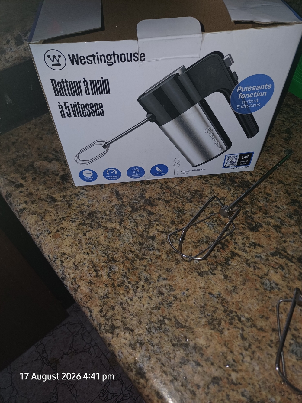 Silver and Black 5-Speed Hand Mixer